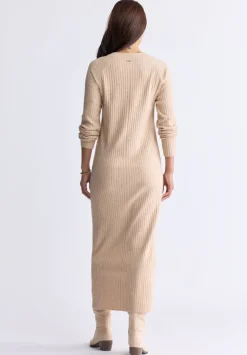 Jaida Women’s Long Sleeve Rib Knit Dress, Tan - SD0004F