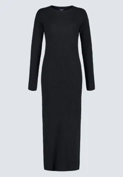 Jaida Women’s Long Sleeve Rib Knit Dress, Black - SD0004F
