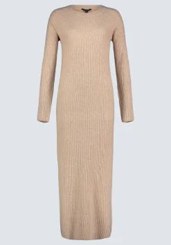 Jaida Women’s Long Sleeve Rib Knit Dress, Tan - SD0004F