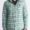 Jakeim Men's Plaid Hooded Shacket, Grey & Green - BM24443