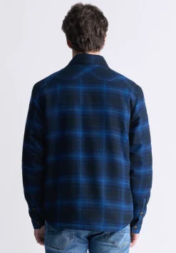 Jalika Men's Plaid Shacket with Sherpa Lining, Black & Navy - BM24447