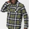 Japuy Men's Shacket in Green Black Plaid - BM23653