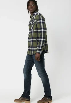 Japuy Men's Shacket in Green Black Plaid - BM23653