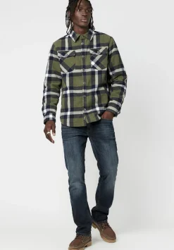Japuy Men's Shacket in Green Black Plaid - BM23653
