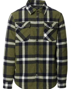 Japuy Men's Shacket in Green Black Plaid - BM23653