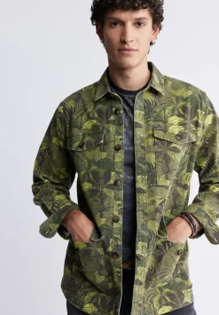 Jicama Men's Shacket in Sphagnum Green Print - BM24340