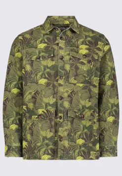 Jicama Men's Shacket in Sphagnum Green Print - BM24340