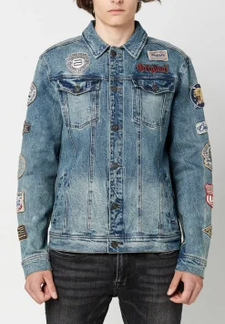 Joe Patched Men's Jean Jacket in Blue Vintage and Worn - BM22143
