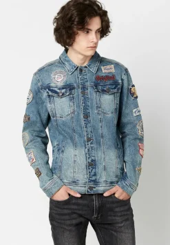Joe Patched Men's Jean Jacket in Blue Vintage and Worn - BM22143