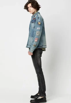 Joe Patched Men's Jean Jacket in Blue Vintage and Worn - BM22143
