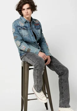 Joe Patched Men's Jean Jacket in Blue Vintage and Worn - BM22143