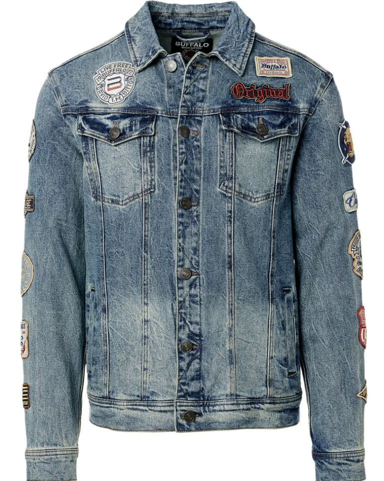 Joe Patched Men's Jean Jacket in Blue Vintage and Worn - BM22143