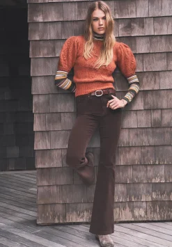 Joplin High Rise Flare Women's Corduroy Pants in Brown - BL15940