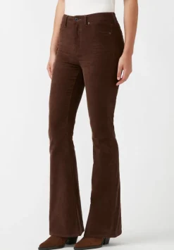 Joplin High Rise Flare Women's Corduroy Pants in Brown - BL15940