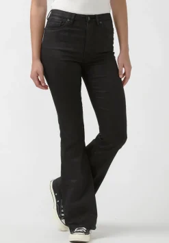 Joplin High Rise Flared Women's Coated Jeans in Black - BL15945