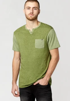 Kaddy Men's T-Shirt with Tonal Trim in Green - BM23555