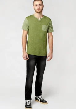Kaddy Men's T-Shirt with Tonal Trim in Green - BM23555