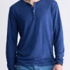 Kaduk Men's Long-Sleeve Burnout Henley Top, Whale - BM24237