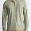 Kaduk Men's Long-Sleeve Burnout Henley Top, Army Green - BM24237