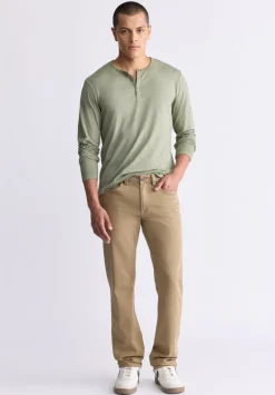 Kaduk Men's Long-Sleeve Burnout Henley Top, Army Green - BM24237