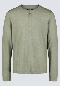 Kaduk Men's Long-Sleeve Burnout Henley Top, Army Green - BM24237