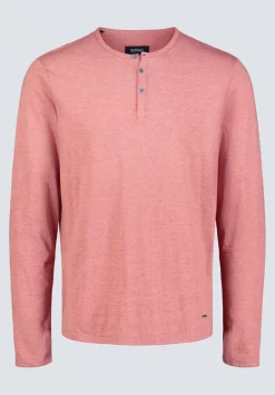 Kaduk Men's Long-Sleeve Burnout Henley Top, Red Ochre - BM24237