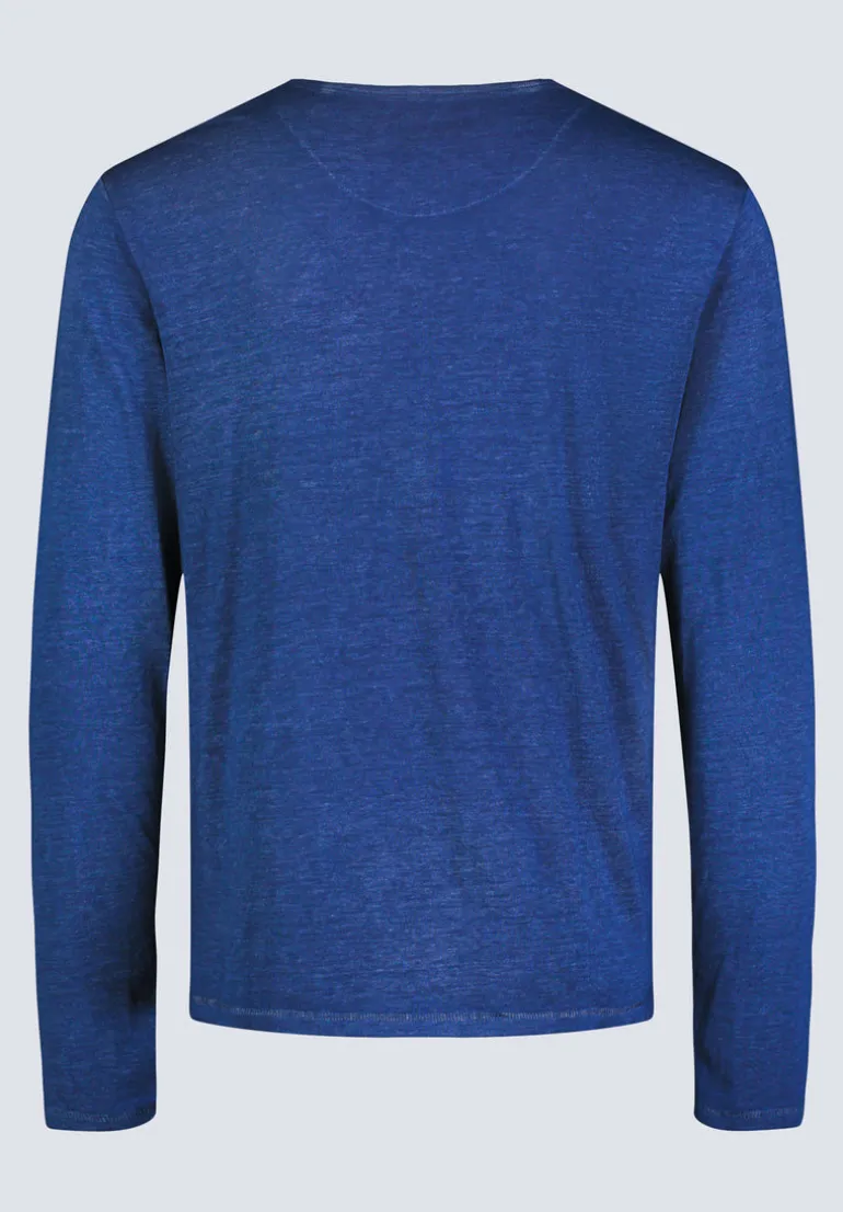 Kaduk Men's Long-Sleeve Burnout Henley Top, Whale - BM24237