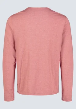 Kaduk Men's Long-Sleeve Burnout Henley Top, Red Ochre - BM24237