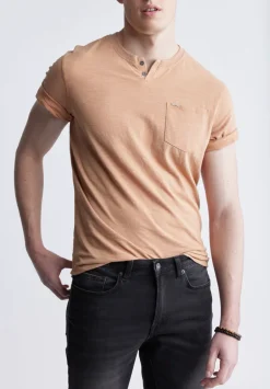 Kadya Short Sleeve Men's Henley, Tan - BM24397