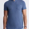 Kadyo Men's Pocket Henley Top in Whale Blue - BM24345