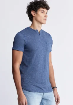 Kadyo Men's Pocket Henley Top in Whale Blue - BM24345