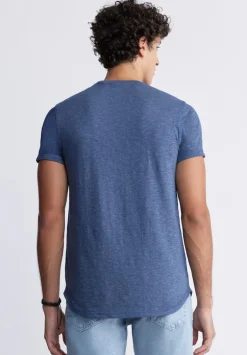 Kadyo Men's Pocket Henley Top in Whale Blue - BM24345