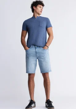 Kadyo Men's Pocket Henley Top in Whale Blue - BM24345