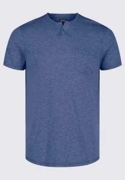 Kadyo Men's Pocket Henley Top in Whale Blue - BM24345