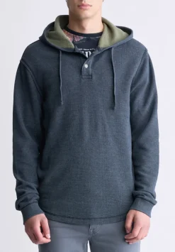 Kafom Men's Hooded Long-Sleeve Top, Black - BM24433