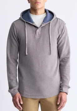 Kafom Men's Hooded Long-Sleeve Top, Sky Grey - BM24433