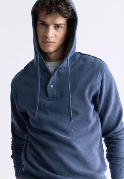 Kafom Men's Hooded Long-Sleeve Top, Midnight Blue - BM24433