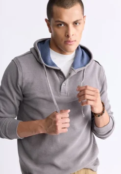 Kafom Men's Hooded Long-Sleeve Top, Sky Grey - BM24433
