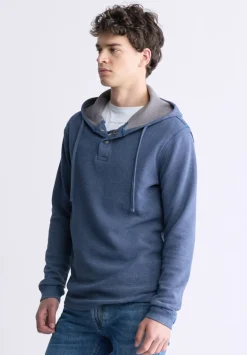 Kafom Men's Hooded Long-Sleeve Top, Midnight Blue - BM24433