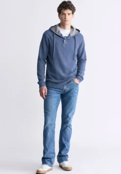 Kafom Men's Hooded Long-Sleeve Top, Midnight Blue - BM24433