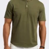 Kamel Men's Short Sleeve Single Jersey Henley Top, Fern - BM24602