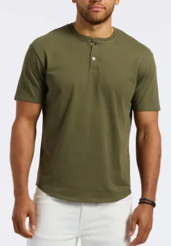 Kamel Men's Short Sleeve Single Jersey Henley Top, Fern - BM24602