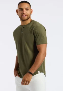 Kamel Men's Short Sleeve Single Jersey Henley Top, Fern - BM24602