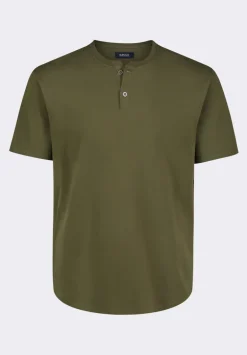Kamel Men's Short Sleeve Single Jersey Henley Top, Fern - BM24602