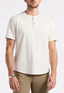 Kamel Men's Short-Sleeve Jersey Henley Top, Milk - BM24602