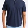 Kamel Men's Short-Sleeve Jersey Henley Top, Midnight Blue - BM24602