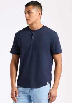 Kamel Men's Short-Sleeve Jersey Henley Top, Midnight Blue - BM24602