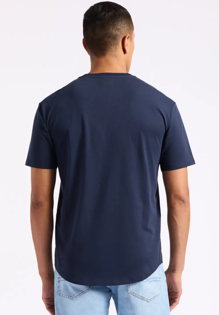 Kamel Men's Short-Sleeve Jersey Henley Top, Midnight Blue - BM24602