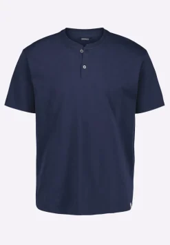 Kamel Men's Short-Sleeve Jersey Henley Top, Midnight Blue - BM24602