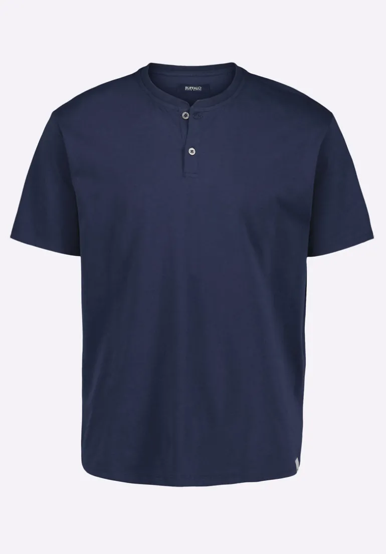 Kamel Men's Short-Sleeve Jersey Henley Top, Midnight Blue - BM24602